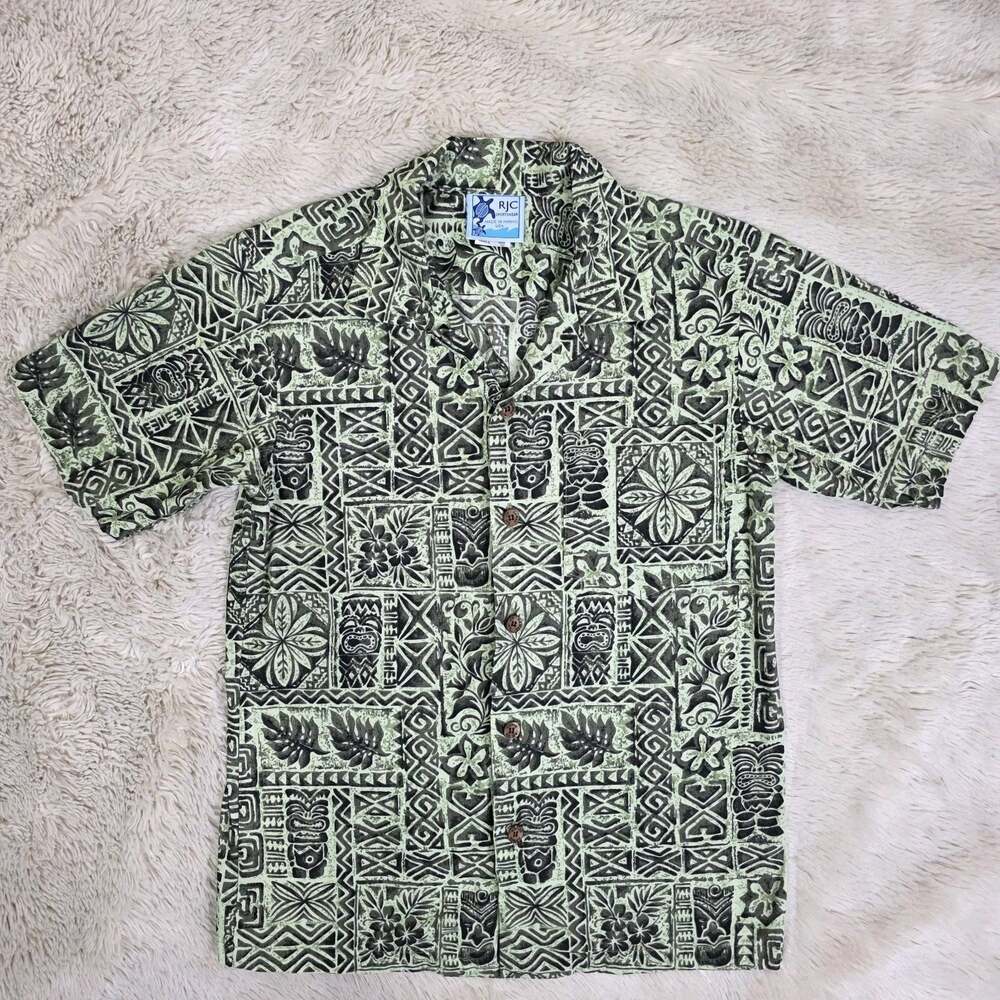 RJC Hawaiian Shirt Made in Hawaii Kids Size 12 Hawaiian 100% Cotton Button Down